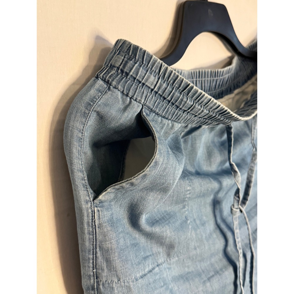 Talbots Petites Blue Chambray Pull On Skirt Size 10P Drawstring Elastic Waist - Picture 2 of 4